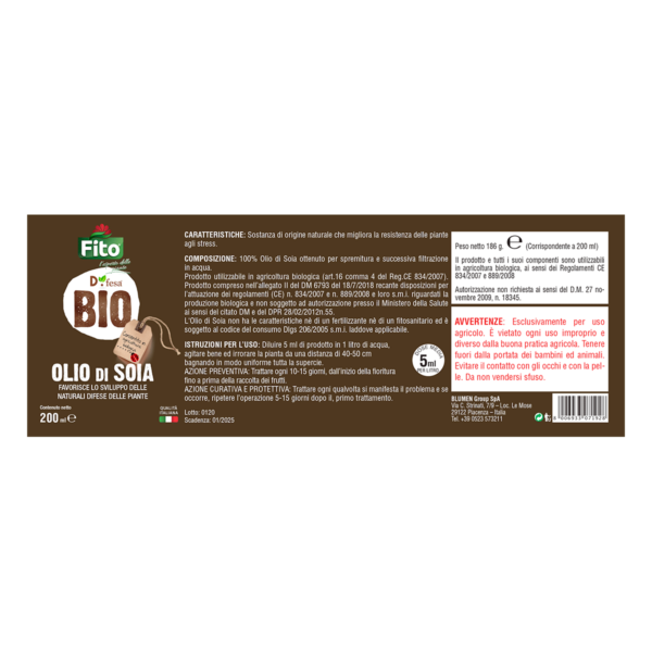 Etichetta - prodotto fito olio di soia