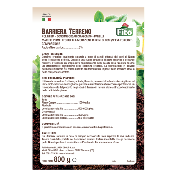Retro - prodotto fito barriera terreno